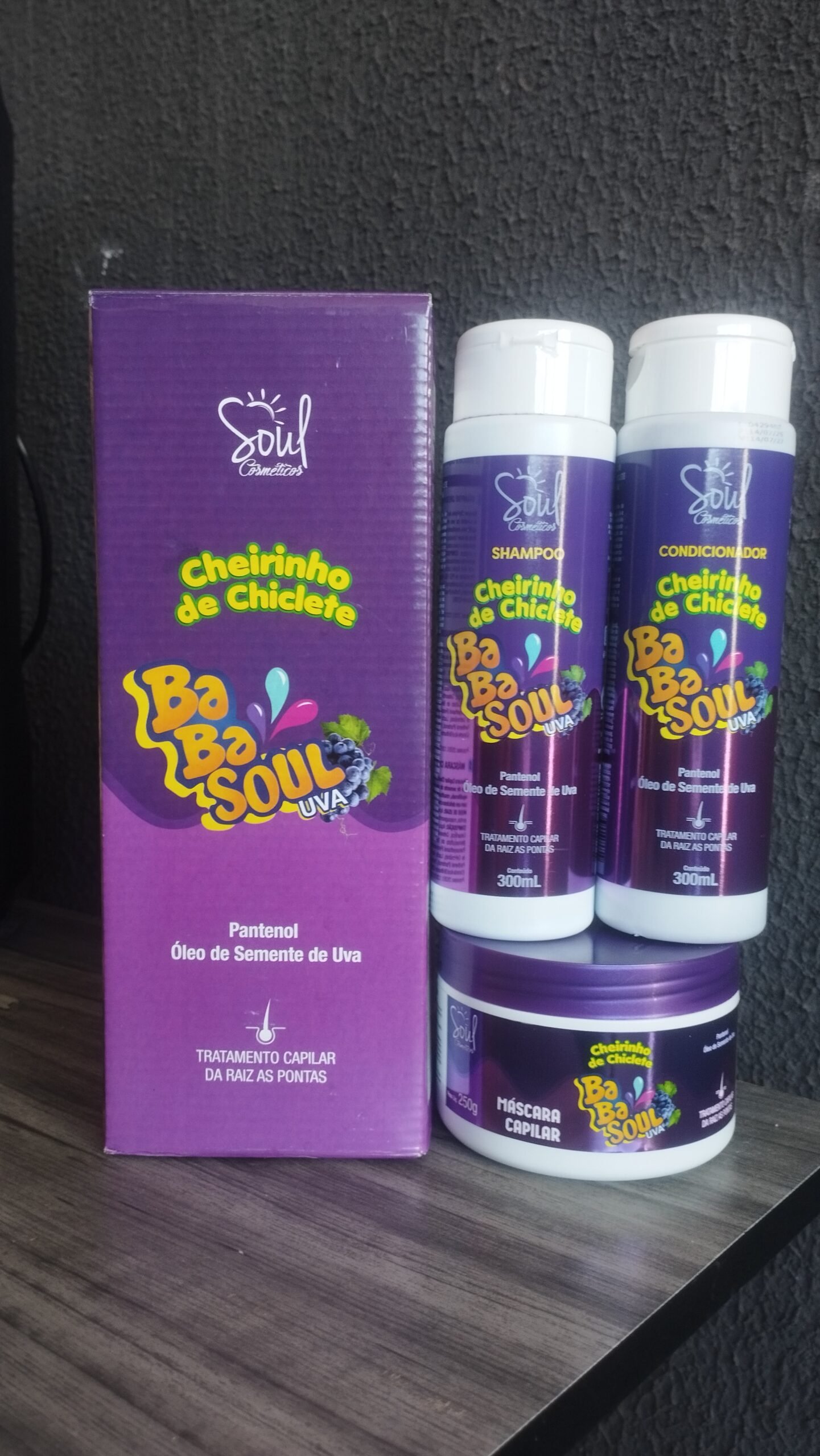 Kit BabaSoul Uva Shampoo Condicionador e Máscara