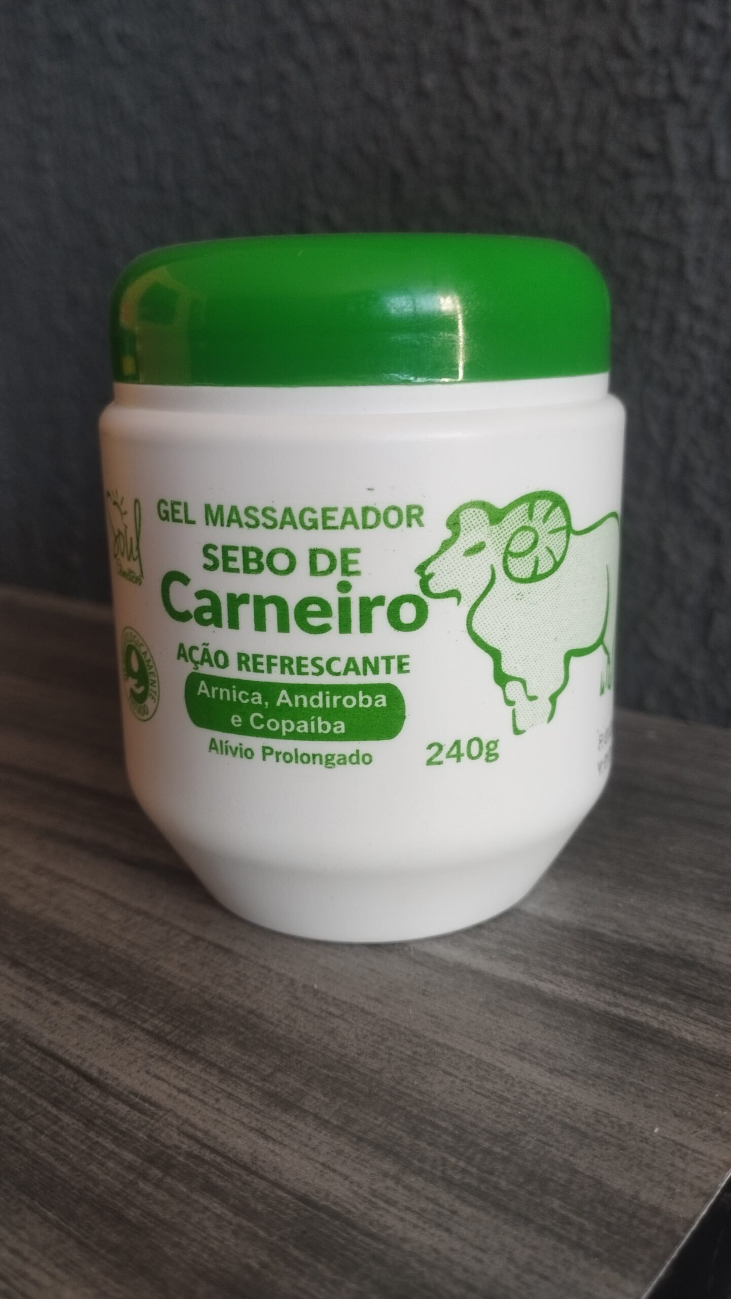 Gel Massageador Sebo de Carneiro Soul Cosméticos 240g Alívio Refrescante