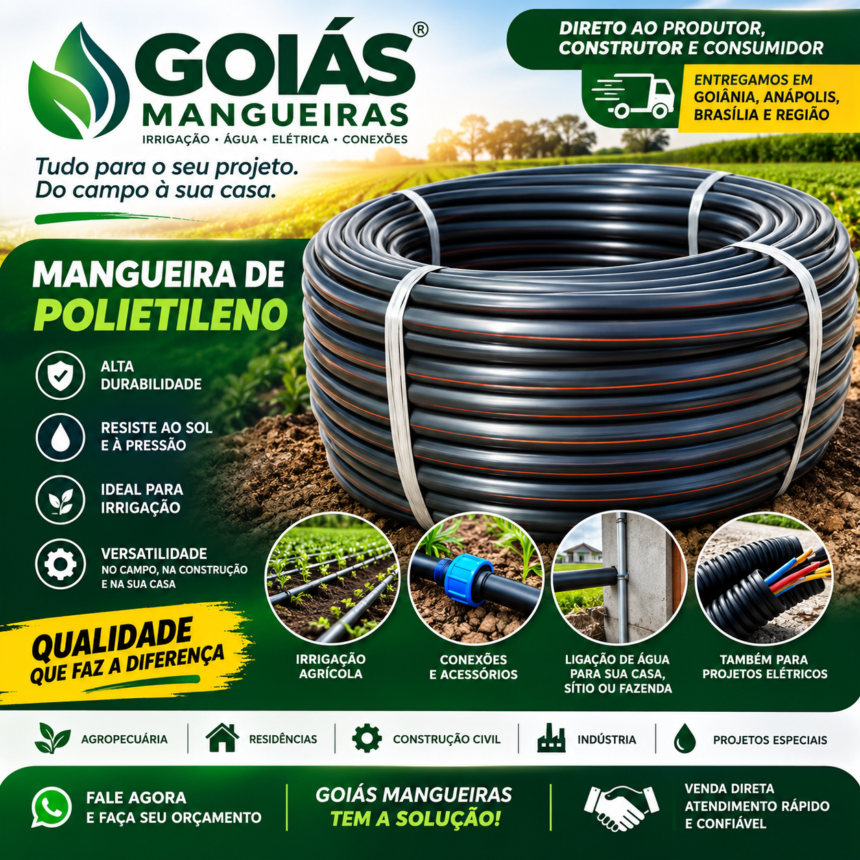 Rolo de 100 metros de mangueiras de politileno 3/4. Por 2mmMangueiras